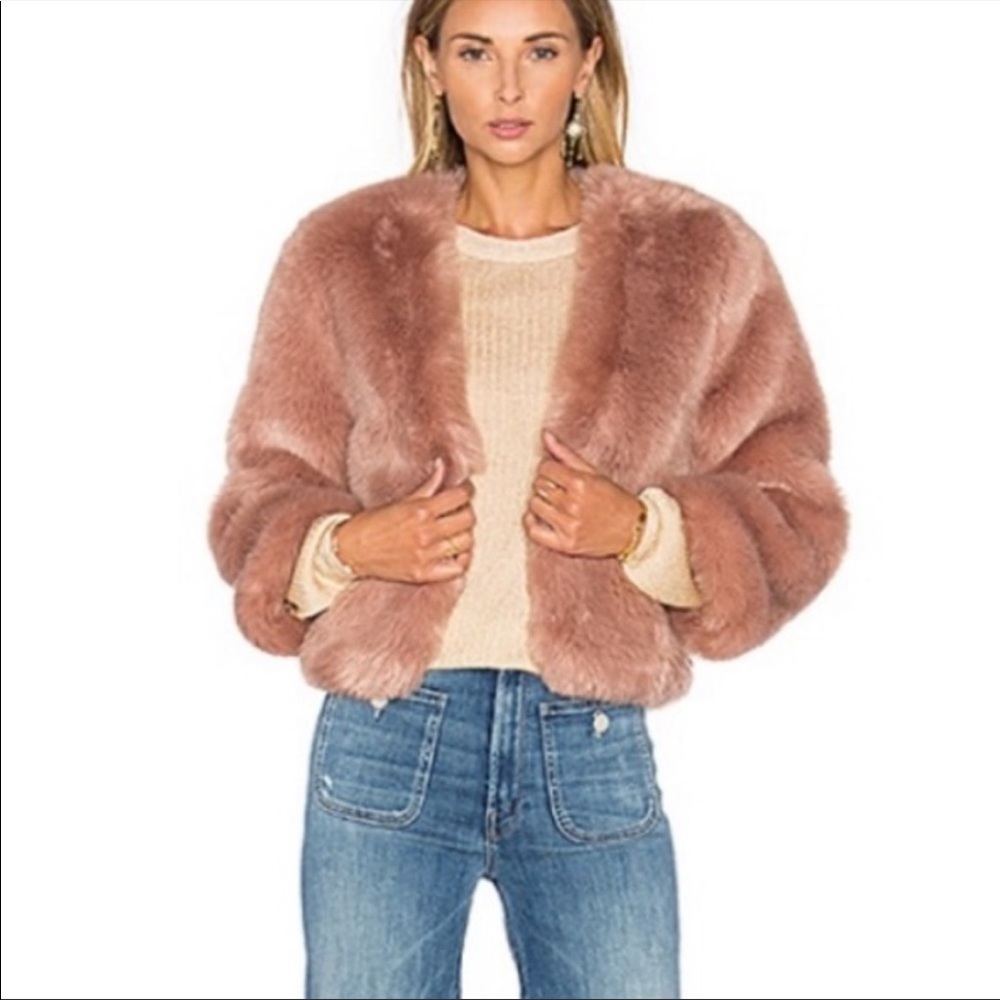 Somedays Lovin Giver Faux Fur Jacket in Eggplant M